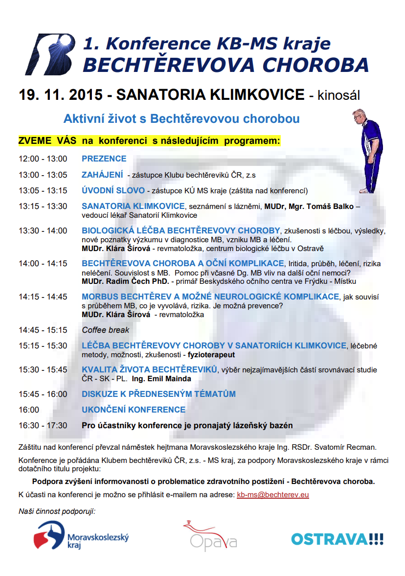 Pozvánka na konferenci pořádanou Klubem Bechtěreviků v roce 2015